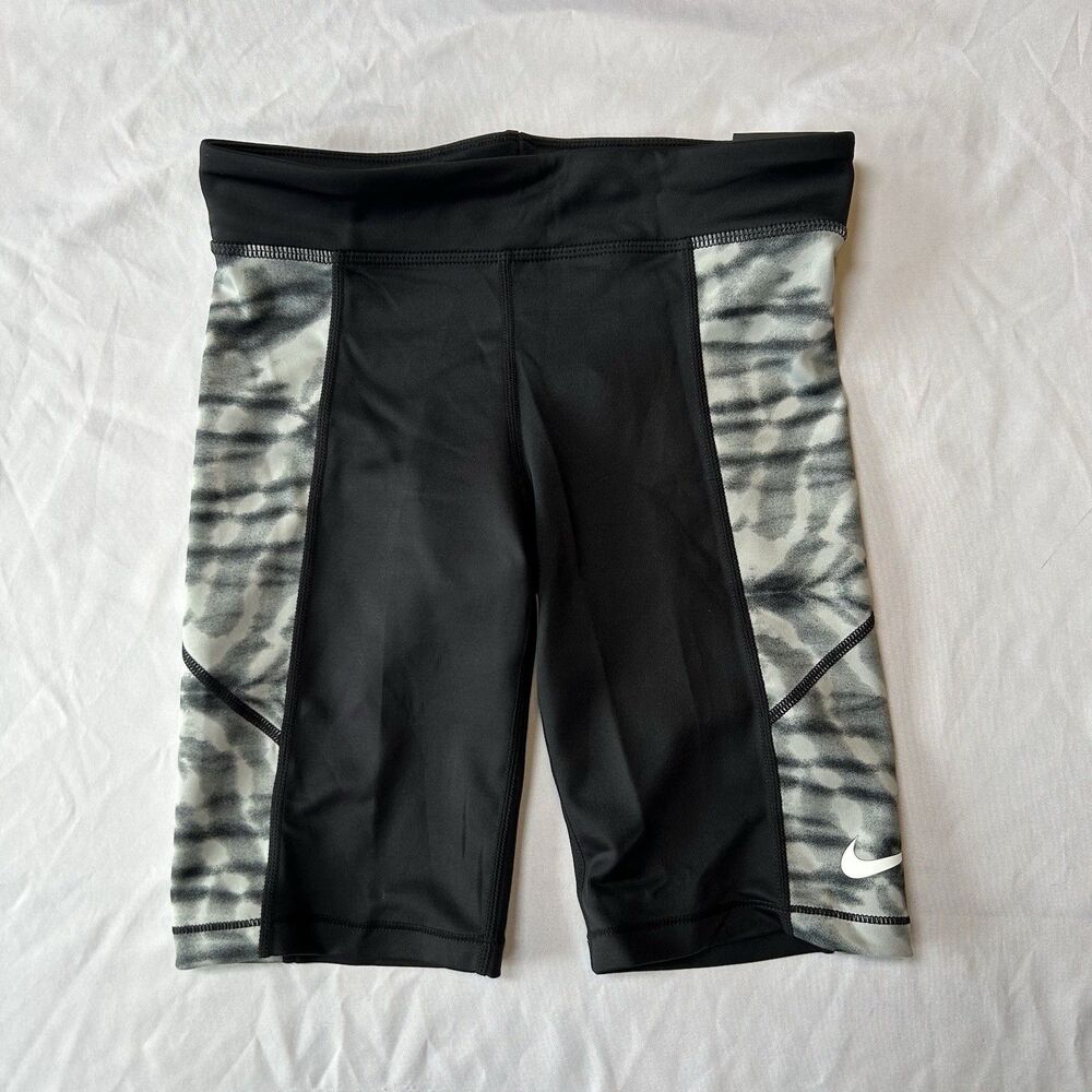Nike TIGHT FIT Dry Dri-Fit Biker Shorts Girl's Size Medium Black Gray